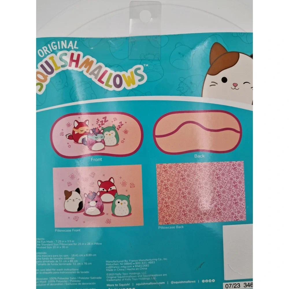 Squishmallows Eye Mask And‎ Pillowcase-Pink NIB